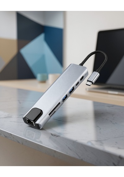 8-in-1 Seyahat Hub 4k Hdmı, Usb 3.0, Sd/microsd, Rj45, Type-c Şarj