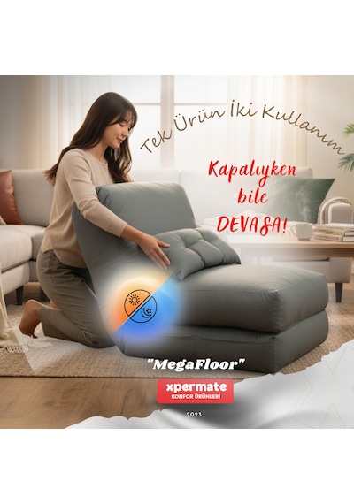 Yer Koltuğu Katlanır Yatak Yer Yatağı Koltuk Yatak Sünger Koltuk Megafloor 90 x 180 CM