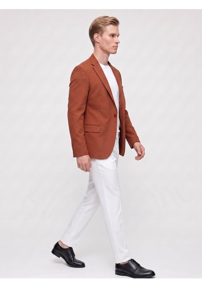 Plus Scorpion Kiremit Erkek Slim Fit Blazer Ceket Şık, Modern, Günlük Ve Ofis Kombinlerine Uygun Tek Düğmeli Erkek Ceketi
