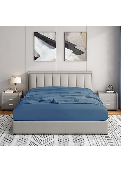 Soley Jersey %100 Pamuk Çift Kişilik 180 X 200 Lastikli Çarşaf İndigo Mavi
