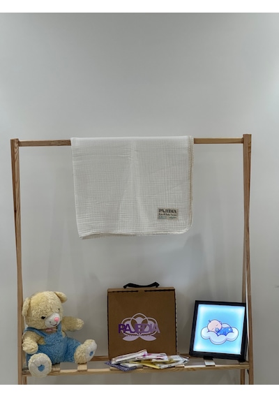 Organik Pamuk 4 Kat Müslin Bebek Müslin & Çocuk Müslin Battaniyesi 100x120 CM Çoban Dikişli Beyaz