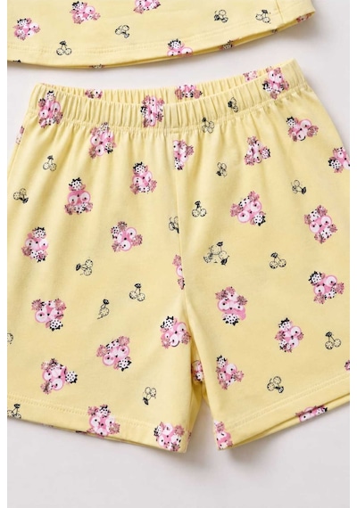 Tenra Kız Çocuk Pamuklu Şortlu Pijama Takımı 3-12 Yaş Sarı