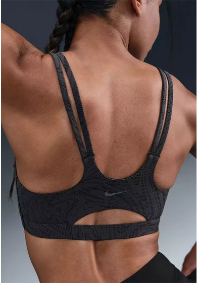 Women's Zenvy Bra Hafif Destekli Pedli Gri-siyah Desenli Kadın Sporcu Sütyeni Siyah