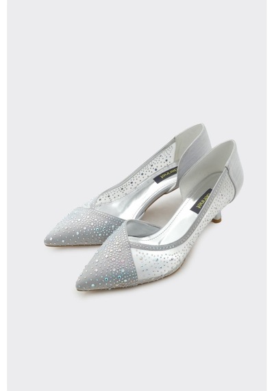 Derinet Melina Kısa Topuklu Stiletto Gümüş GÜMÜŞ