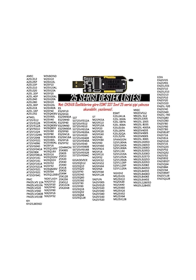 CH341A 24 25 Serisi BIOS USB Programcı Modülü & 93CXX / 25CXX / 24CXX İçin SOIC8 SOP8 Test Klipsi
