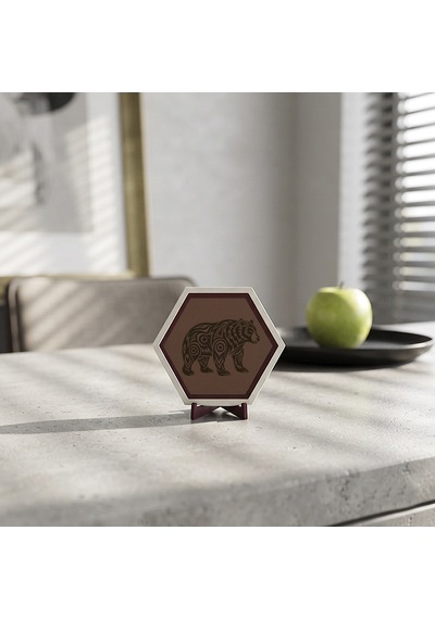 Ayı Figürlü Dekoratif Masaüstü Süsü, Modern Ev Ve Ofis İçin Şık, Estetik Ve Karakterli Bir Aksesuar 10x10 Cm, Açık Kahve