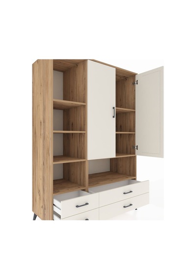 Kronos Dolap 8 Raflı 4 Çekmeceli 2 Kapaklı 132x59x195 Çam-ayt... Çam
