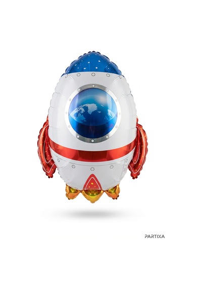 Uzay Roket Folyo Balon 67x55 Cm Uzay Temalı Çocuk Doğum Günü Parti Süsü Çok Renkli