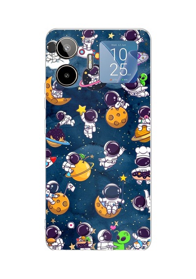 General Mobile Gm 26 Pro Uyumlu Minik Astronotlar Uzayda Baskılı Silikon Kılıf