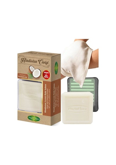 Phytoflora Hindistan Cevizi Özlü Sabun 125 G + Sabunluk + Kese