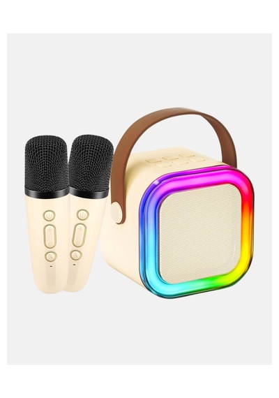 Karaoke Hoparlör Taşınabilir Çift Mikrofonlu Ve Led Işıklı Bluetooth 5.0 -