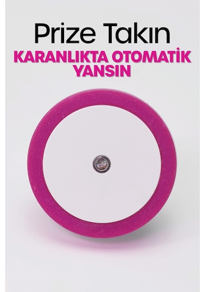 Yuvarlak Otomatik Gece Lambası Işığa Duyarlı Karanlık Ldr Sensörlü Koridor Pembe Gc01 Pembe