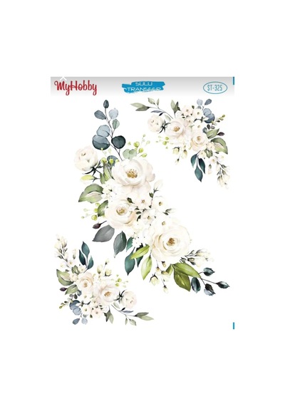 St 325 Beyaz Gül Desenli Sulu Transfer 25x35 Renkli - 530073472