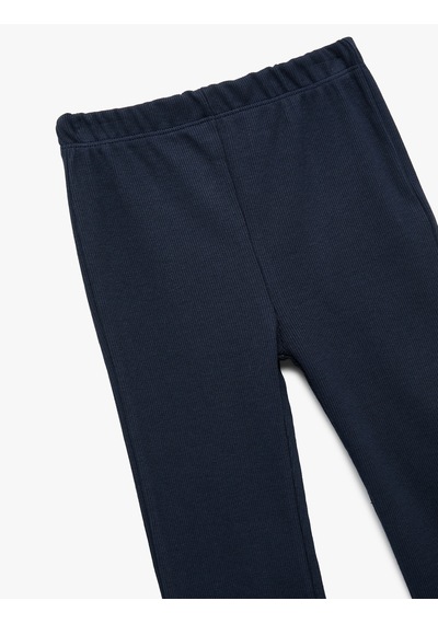 Koton Pamuklu Beli Lastikli Basic İspanyol Paça Tayt Lacivert 6wmg40067ak Lacivert