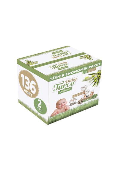 Baby Turco Doğadan Bebek Bezi 2 Numara Mini Süper Paket 136 Adet