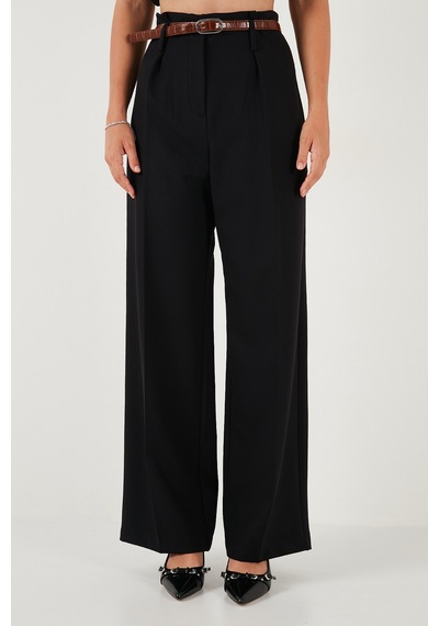 Lela Wide Leg Yüksek Bel Geniş Paça Palazzo Bayan Pantolon 65271262 Siyah