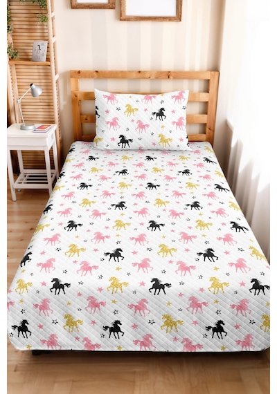 Evimde Bambaşka Unicorn Pembe Kız Çocuk Pike Takımı - Yıldızlı Siyah Altın Bebek Odası Yatak Örtüsü - 160x220 CM Evimde Bambaşka Unicorn Pembe Kız Çocuk Pike Takımı - Yıldızlı Siyah Altın Bebek Odası Yatak Örtüsü - 160x220 CM
