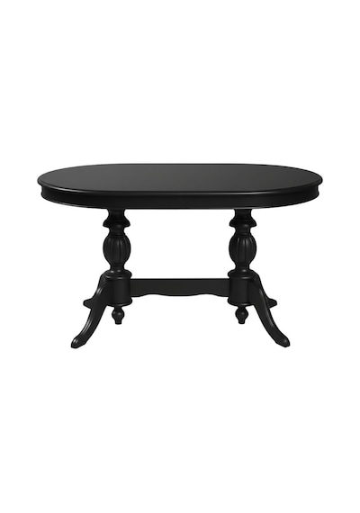 Montclair Çift Baba Ayaklı Masif Ahşap Oval Yemek Masası 90x140 Siyah