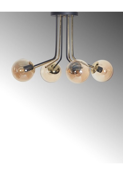 Luzarana Optik 4 Lü Gold-Siyah Metal Gövde Bal Rengi Camlı Tasarım Lü... (483752956) Çok Renkli