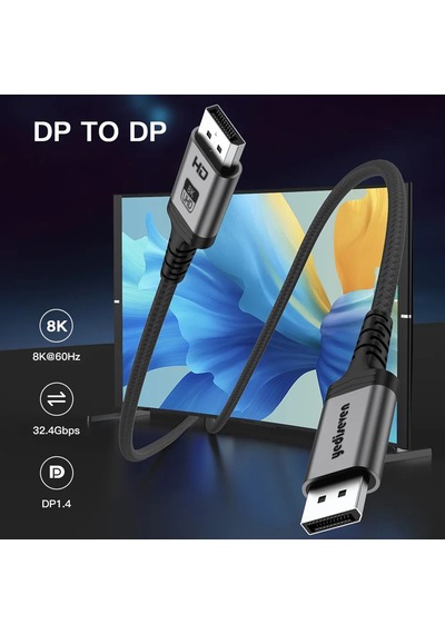 Yediseven Displayport Dp 1.4 8K 60 Hz Görüntü Aktarma Kablosu 2 M