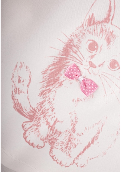 Cigit Kedi Baskılı Pijama Takım 2-8 Yaş Ekru Ekru