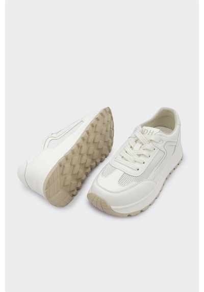 Derinet Comfort Taban Kadın Bağcıklı Sneaker Beyaz Beyaz