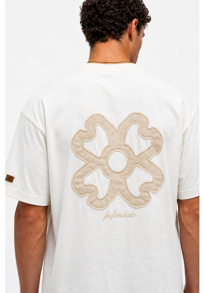 Respire Erkek Nakış Detaylı Oversize T-shirt Ekru