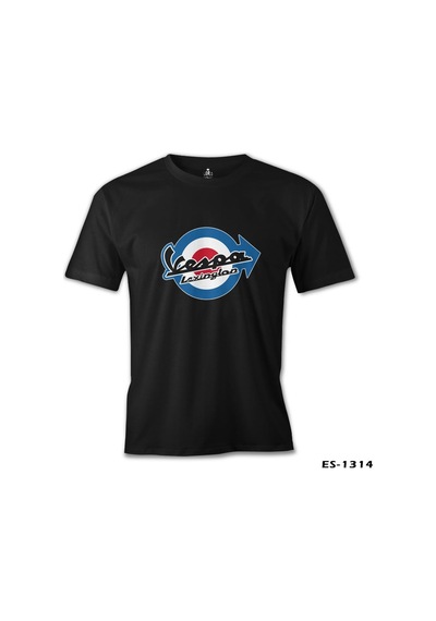 Vespa Lexington Baskılı Siyah Erkek Tshirt 001