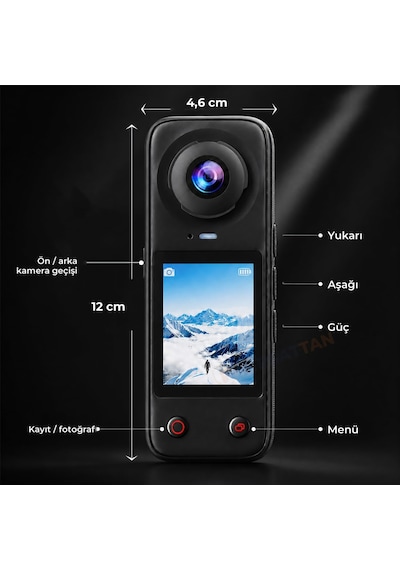 X5 Pro 360 Derece Aksiyon Kamera 4k Çift Lensli 2 X 200 Geniş Açı Ips Ekranlı Panoramik X5 Pro 360 Derece Aksiyon Kamera 4k Çift Lensli 2 X 200 Geniş Açı Ips Ekranlı Panoramik