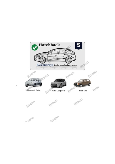 Breen Hatchbacklerle Uyumlu Siyah - S Araba Branda Araç Uzunluğu 3.75m'kadar Siyah - S Beden