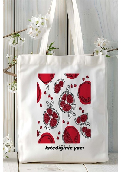 Art Hediye Nar Baskılı Bez Çanta Kişiye Özel Model 1 Çok Renkli