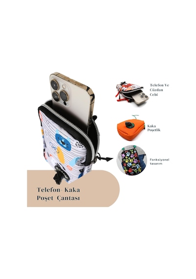 Design Cep Telefonu Çantası Dışkı Poşeti, Fermuarlı, Gizli Poşet Gözü, Köpek Gezdirme İçin İdeal, Woof