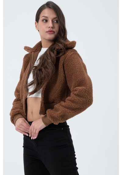Kadın Polar Ceket Kahverengi