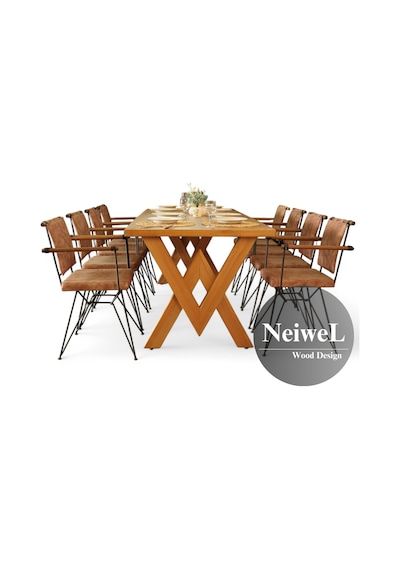Neiwel Vera Doğal Ahşap Yemek Masası-70-100 Açık Ceviz