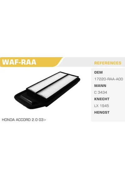 WINKEL WAF-RAA Hava Filtresi 2.0 2.4 Accord 03-06