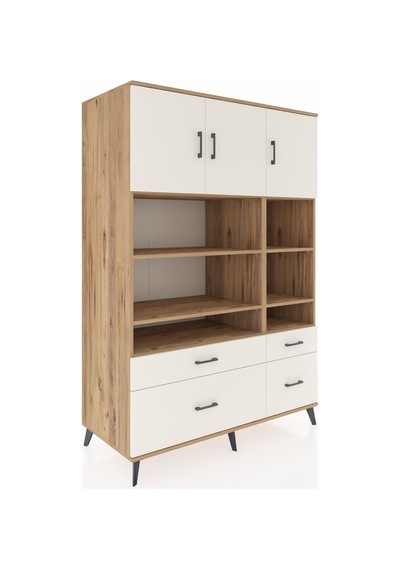 Kronos Dolap 10 Raflı 4 Çekmeceli 3 Kapaklı 132x59x195 Çam-ay... Çam