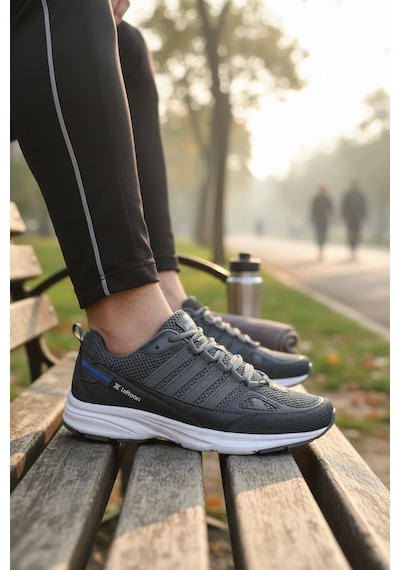 Enoch Ortopedik Yüksek Esnek Tabanlı Erkek Sneaker Füme - Beyaz