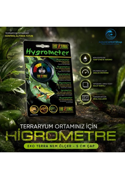 Sürüngen Terraryumları İçin Yuvarlak Analog Nem Ölçer Higrometre - Yapışkanlı - 5 Cm
