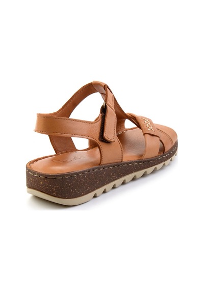 Bambi Taba Leather Kadın Sandalet K05907020703 Taba