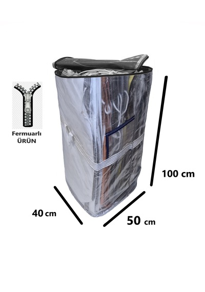 Ev-ış Branda Taşıma Çuvalı 50x40+100cm Fermuarlı Ve Cepli 170gr.tekstıl Çuvalı- Şeffaf