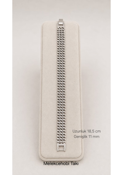 Melekcehobi Takı Gümüş Renk Çoklu Zincir Bileklik Kalın Gurmet Zincir Model Kadın Bileklik Gri Gümüş