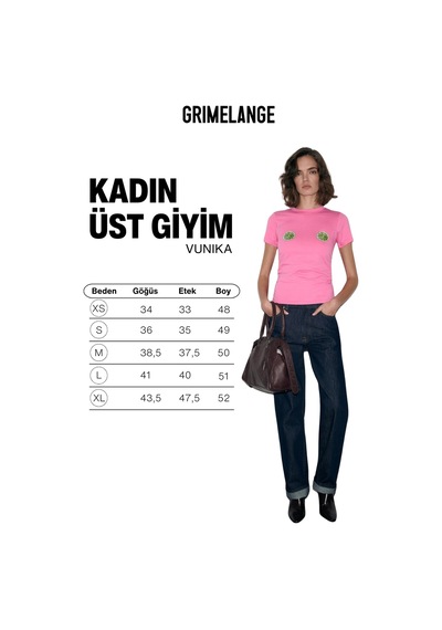 Grımelange Vunıka Kadın Yumuşak Kumaşlı Baskı Detaylı Slim Fit Pembe T-shirt Pembe Grımelange Vunıka Kadın Yumuşak Kumaşlı Baskı Detaylı Slim Fit Pembe T-shirt Pembe