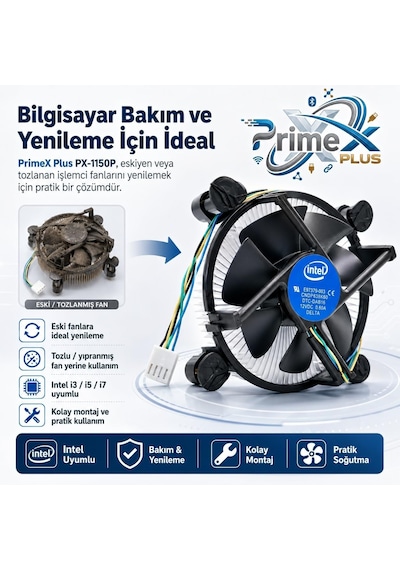 Primex Px-1150p Intel İşlemci Fanı, İ3 İ5 İ7 Uyumlu Cpu Soğutucu Fan, Lga775 1156 1155 1150 1151 1200 1700 Pin İşlemci Soğutucu, E97379-003 Intel Fan Primex Px-1150p Intel İşlemci Fanı, İ3 İ5 İ7 Uyumlu Cpu Soğutucu Fan, Lga775 1156 1155 1150 1151 1200 1700 Pin İşlemci Soğutucu, E97379-003 Intel Fan