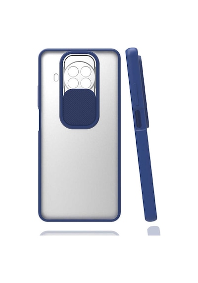 Kilifone - Xiaomi Uyumlu Redmi Note 9 Pro 5g - Kılıf Slayt Sürgülü Arkası Buzlu Lensi Kapak - Lacivert