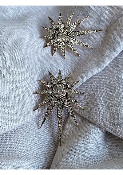 Taşlı Black Diamond Kuzey Yıldızı Küpe Beyaz
