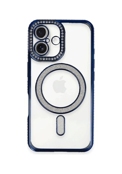 Apple İphone 16 Uyumlu Kılıf Joke Simli Magneticsafe Kılıf - Lacivert