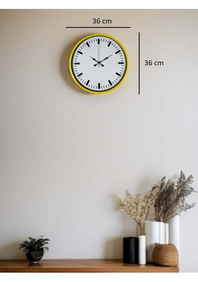 36 Cm Sarı Dekoratif Duvar Saati Diğer 83990578