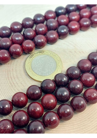 Bileklik Boy Ud Ağacı Ahşap Yarım Dizi 10mm 45278 18cm Uzunluğundadır Çok Renkli