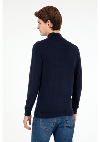 U.S. Polo Assn. Erkek Slim Fit Yarım Boğazlı Lacivert Basic Kazak 50288887-VR033
