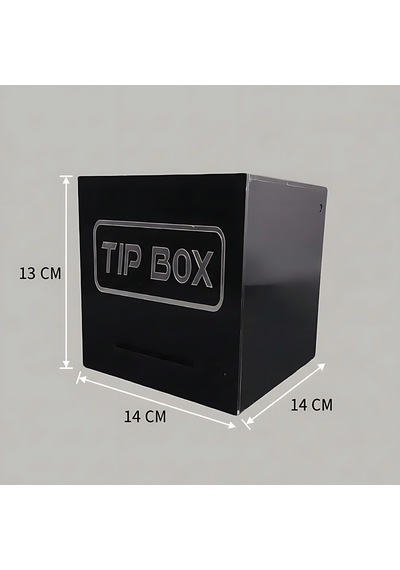Kare Tipbox - Bahşiş Kutusu Siyah - 14x14xh13cm